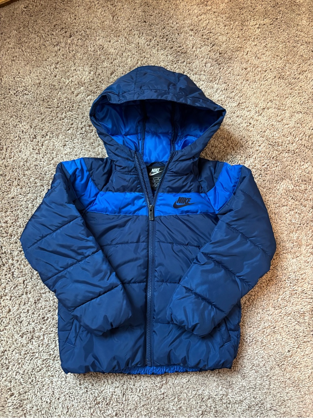 Nike Boys' Hooded Puffer Jacket - Navy & Royal Blue